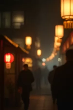 剧情片《冬港》海报，结冰码头上的拖船与晨雾