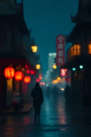 爱情片《借我一场大雨》海报，公交站台雨幕中的两人